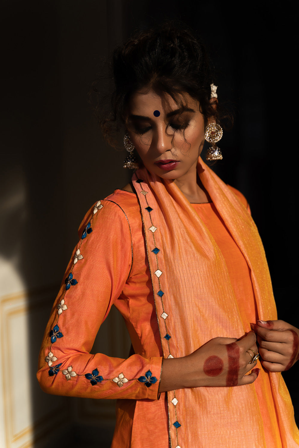 DEEP PEACH EMBROIDERED SUIT