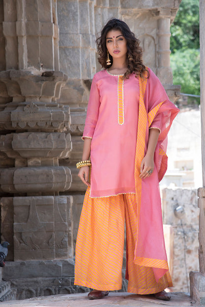 PEACH GHARARA SET