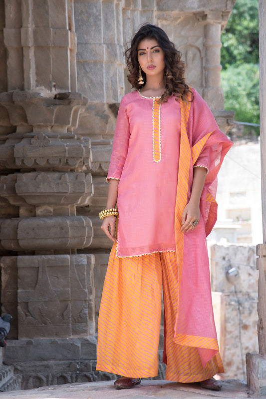 PEACH GHARARA SET