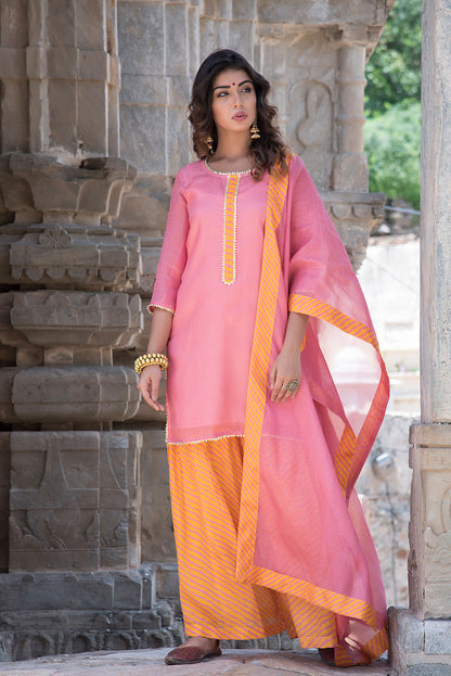 PEACH GHARARA SET