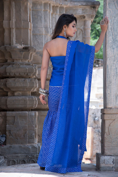 GHARARA BLUE LEHERIYA SET