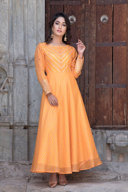 YELLOW PEACH GOTA DRESS