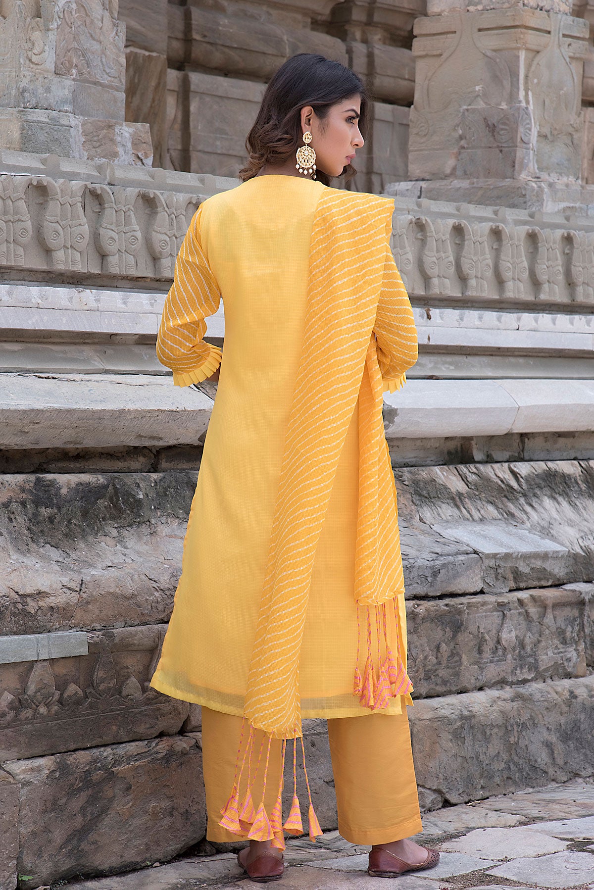 YELLOW GOTA TASSELED SUIT SET