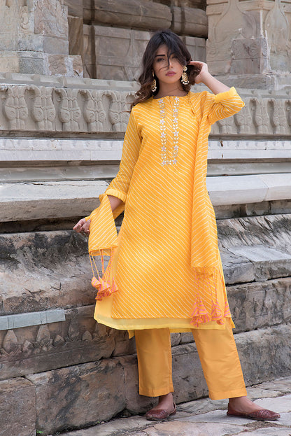 YELLOW GOTA TASSELED SUIT SET