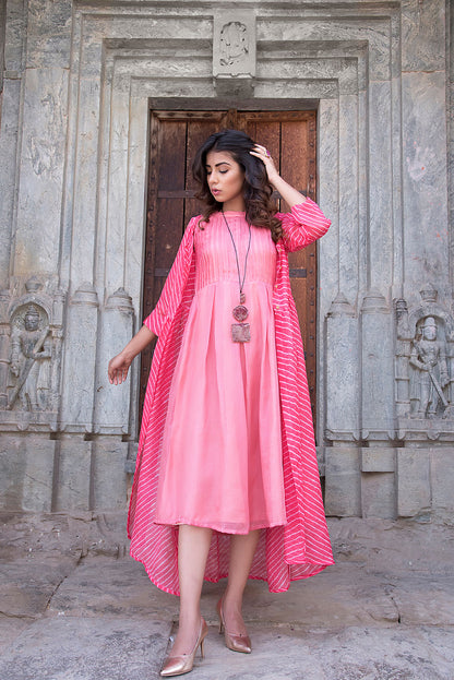 CORAL PINK JACKET WITH PEACH DRESS