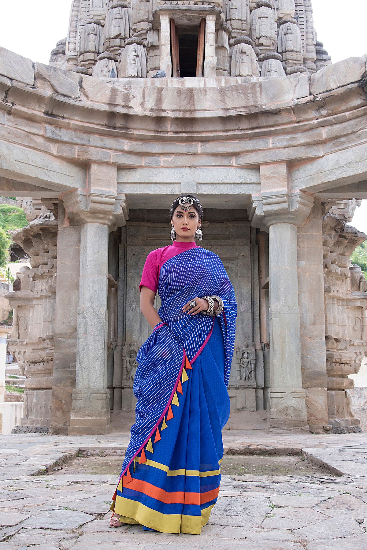 ROYAL BLUE TASSELED SAREE