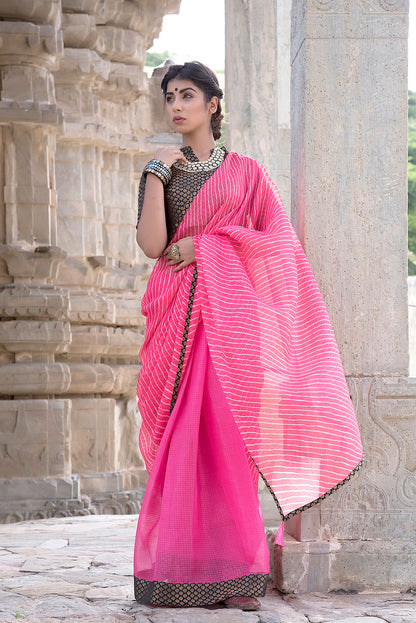 PINK PEACH BROCADE SAREE