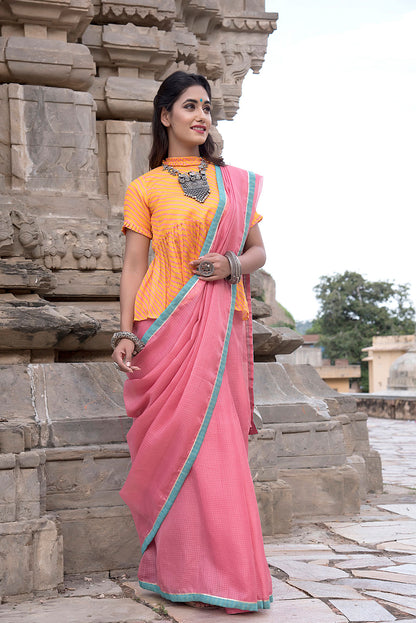 PEACH AQUA GOTA SAREE