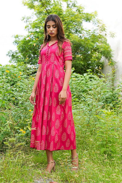 FUSCIA BLOCKED DRESS