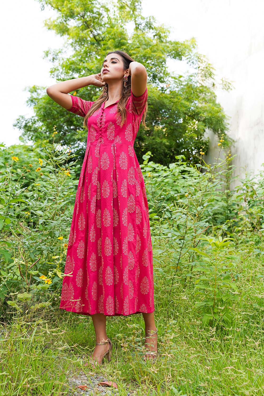 FUSCIA BLOCKED DRESS