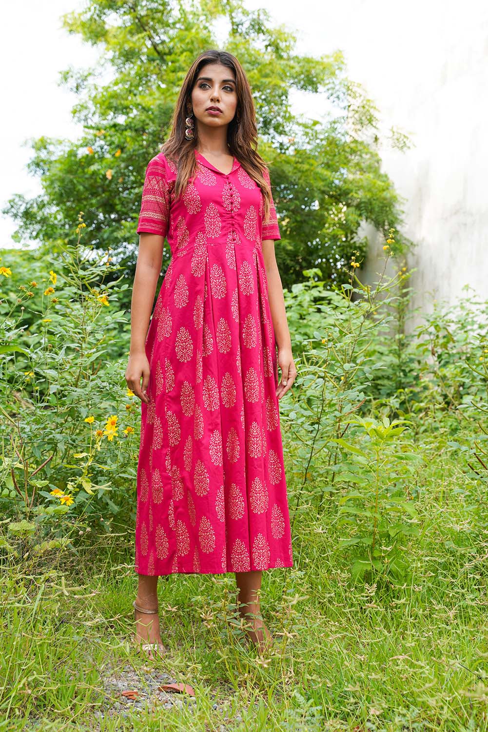 FUSCIA BLOCKED DRESS