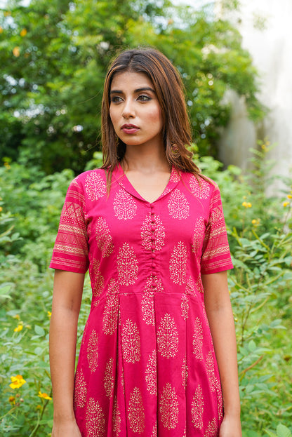 FUSCIA BLOCKED DRESS