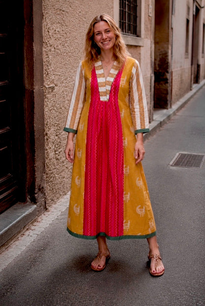 JAIPURI PEACOCK HANDBLOCK COTTON DRESS
