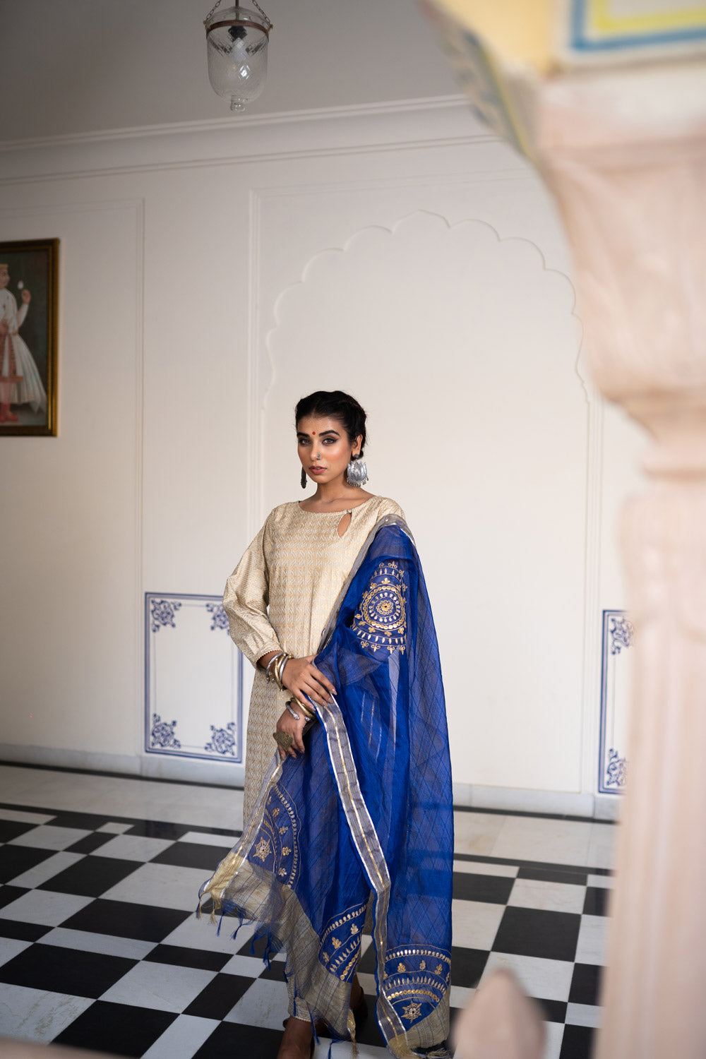 GOLD BLUE BLOCKED SUIT