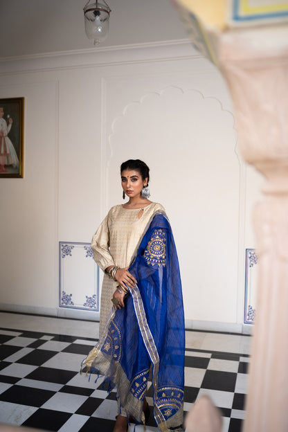 GOLD BLUE BLOCKED SUIT