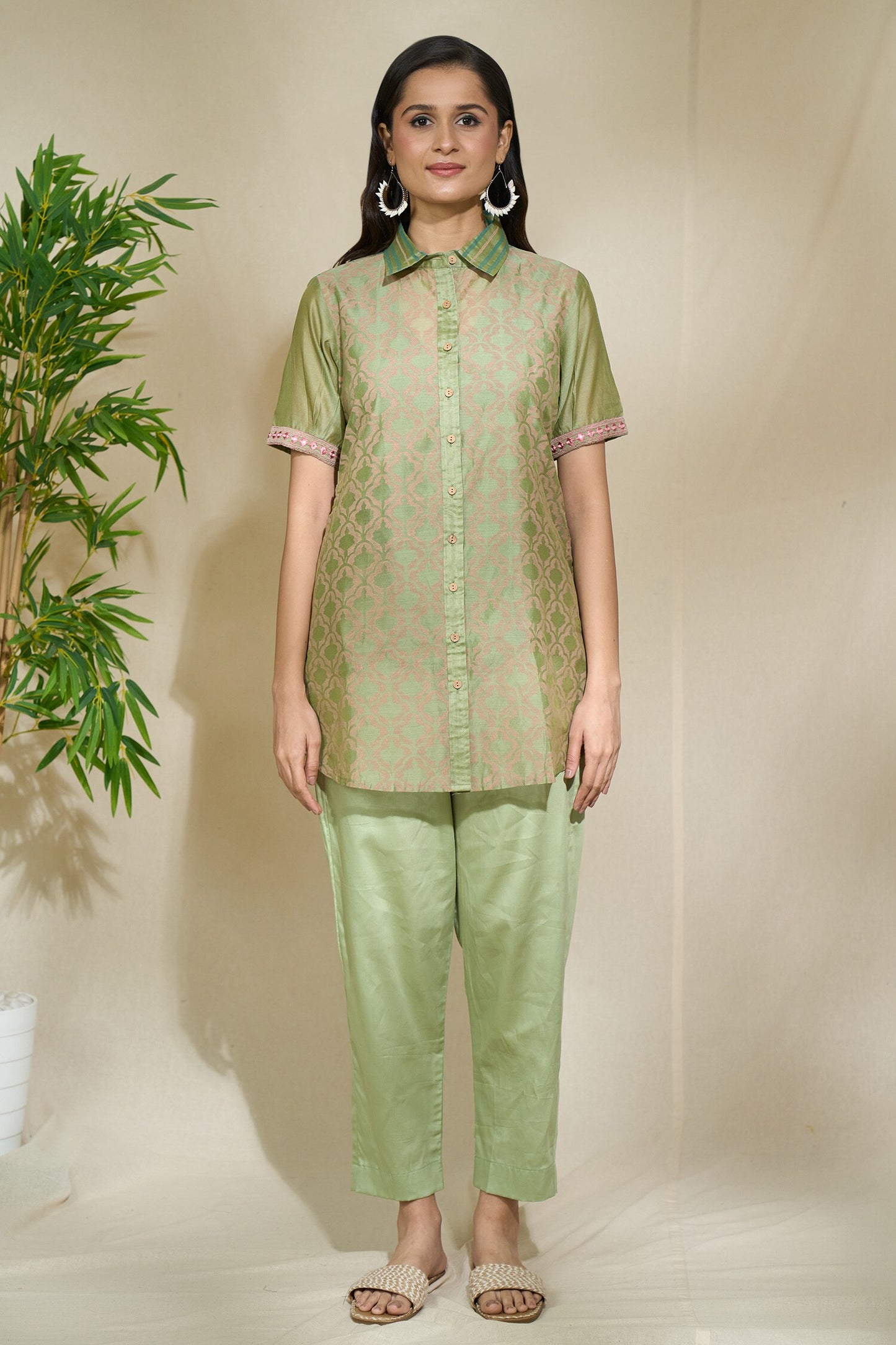 GREEN MULTIPRINT MIRROR SHIRT