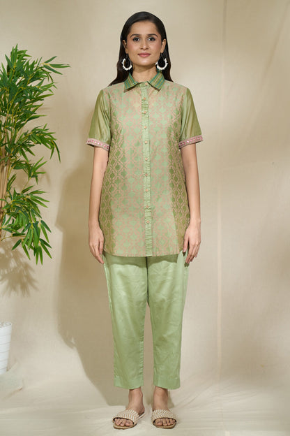 GREEN MULTIPRINT MIRROR SHIRT