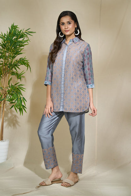 GREY MULTIPRINT MIRROR SHIRT