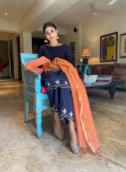 MIDNIGHT BLUSH GOTA CUTWORK SET