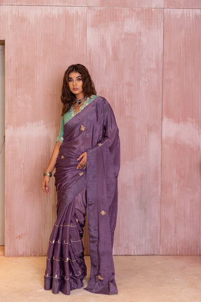 LAVENDER GOTAPATTI SAREE SET