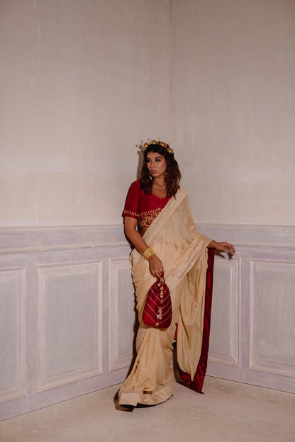 IVORY CREAM GOTAPATTI SAREE SET