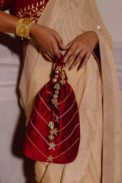 IVORY CREAM GOTAPATTI SAREE SET