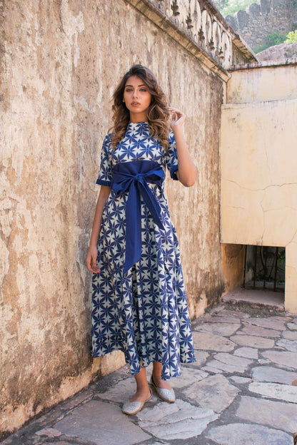 INDIGO TIEUP DRESS