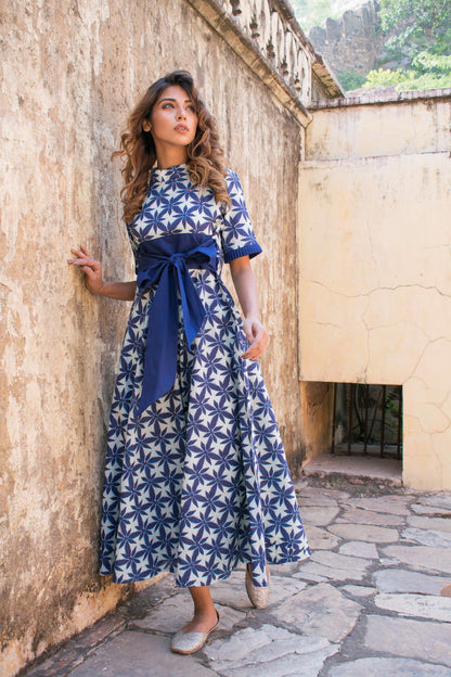 INDIGO TIEUP DRESS