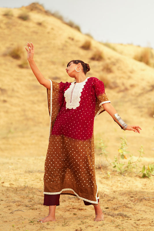 DUSTED RUBY KAFTAN SET