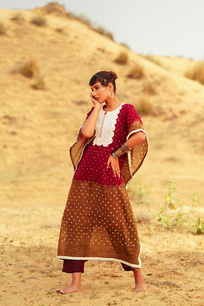 DUSTED RUBY KAFTAN SET