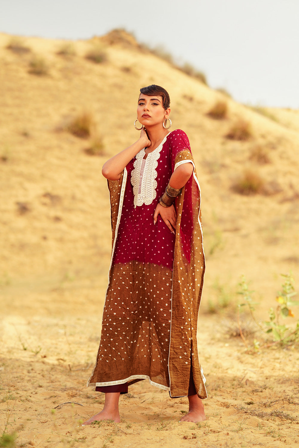 DUSTED RUBY KAFTAN SET