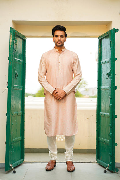 PEACH MEN'S JACKET KURTA SET