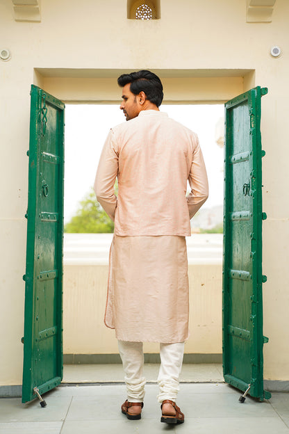PEACH MEN'S JACKET KURTA SET