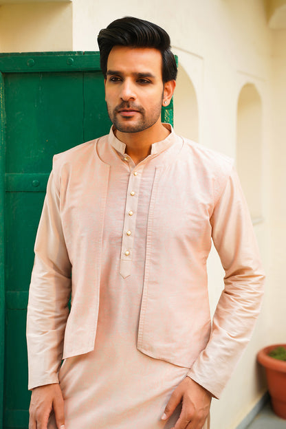 PEACH MEN'S JACKET KURTA SET