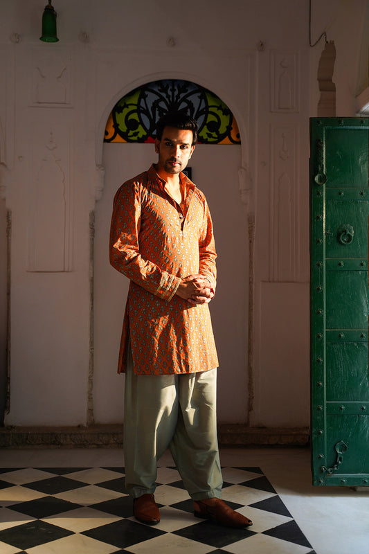 MEN'S RUST PESHAWARI SET