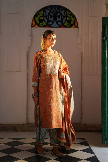 RUST PESHAWARI WOMEN SET