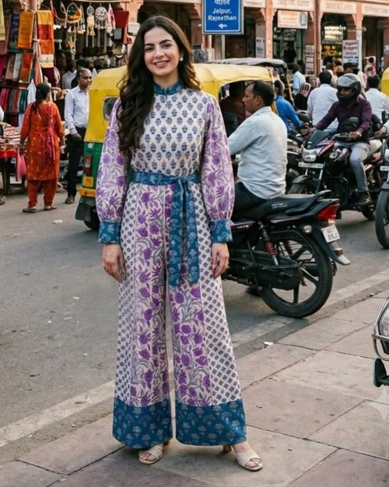 MULTIPRINT COTTON JUMPSUIT
