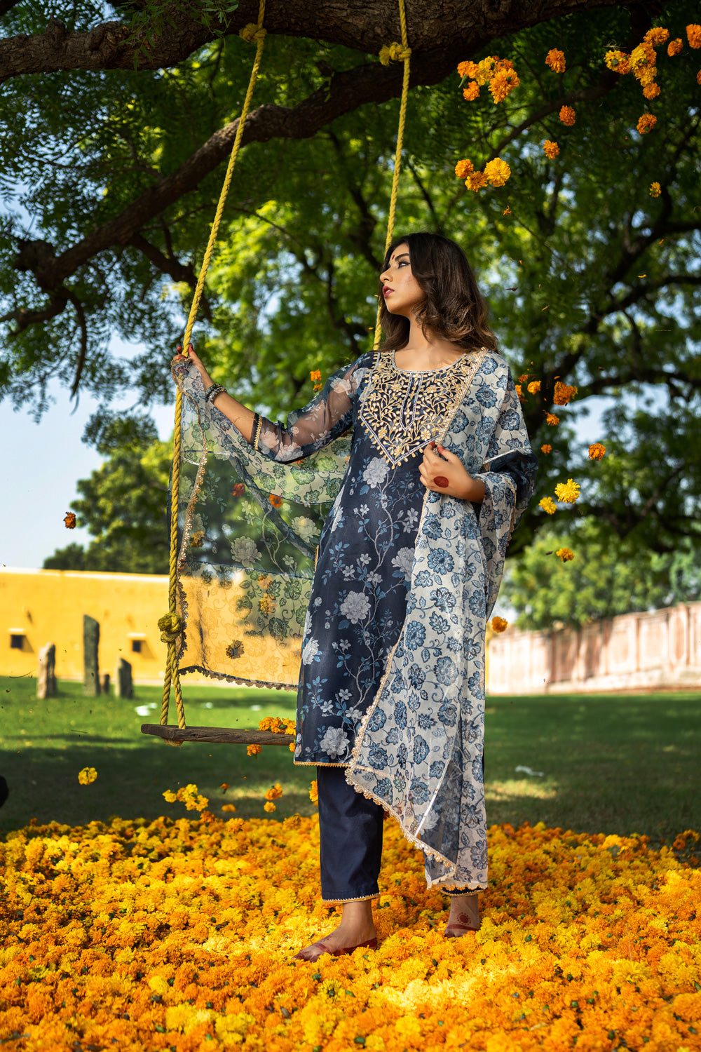 MIDNIGHT BLUE GOTAPATTI SUIT