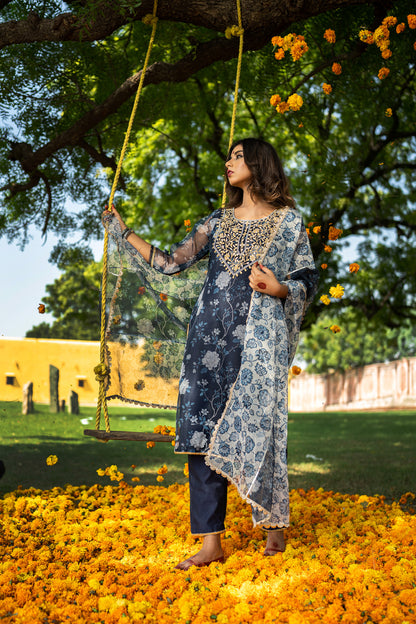 MIDNIGHT BLUE GOTAPATTI SUIT