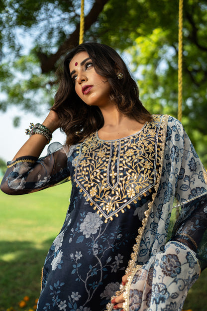 MIDNIGHT BLUE GOTAPATTI SUIT