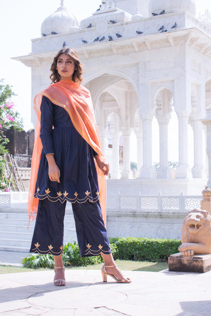 MIDNIGHT BLUSH GOTA CUTWORK SET