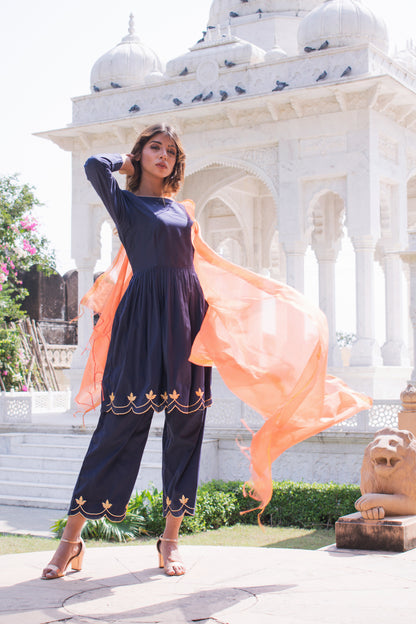 MIDNIGHT BLUSH GOTA CUTWORK SET