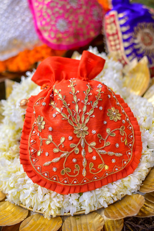 ORANGE GOTA POTHLI BAG