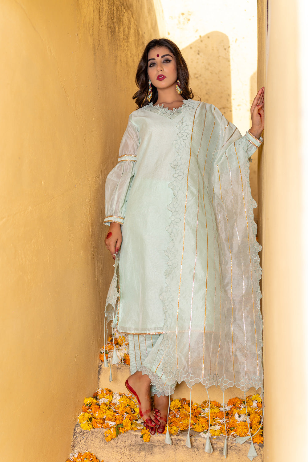 PASTEL BLUE CUTWORK SUIT