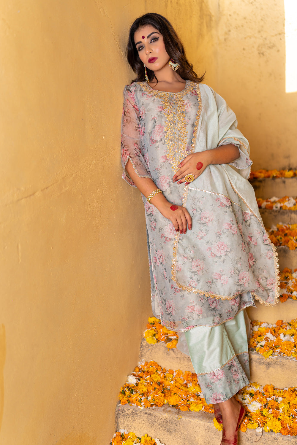 POWDER BLUE GOTAPATTI SUIT