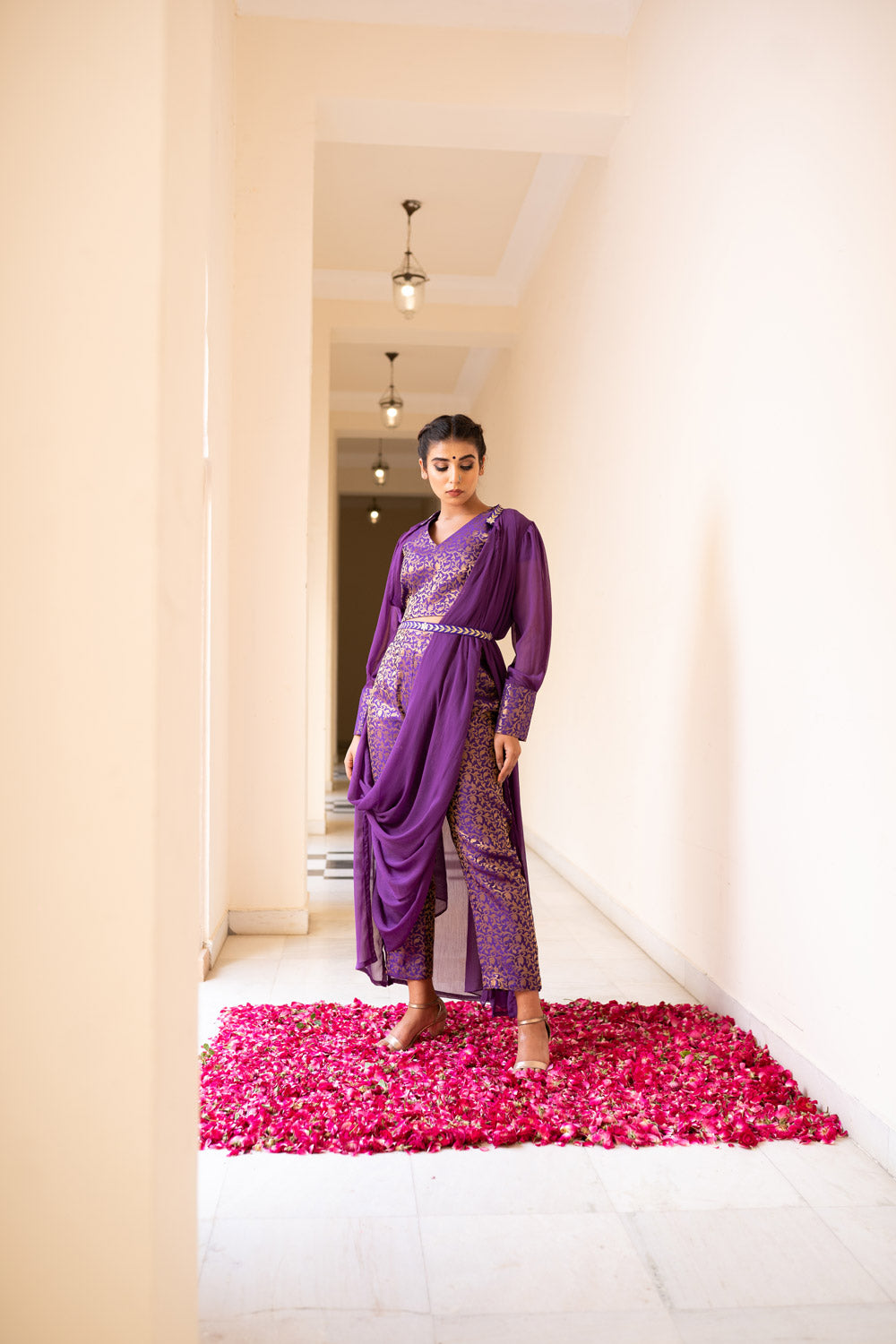 PURPLE PANT SAREE