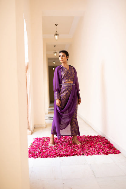 PURPLE PANT SAREE