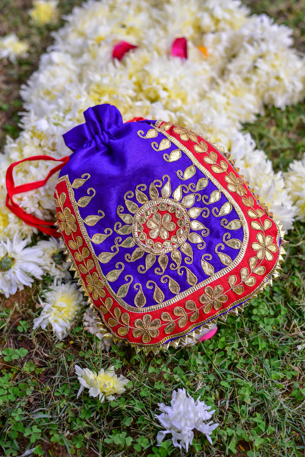 PURPLE RED GOTA POTHLI BAG