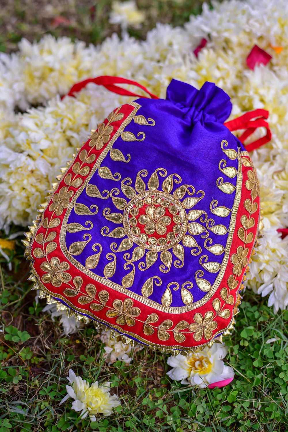 PURPLE RED GOTA POTHLI BAG