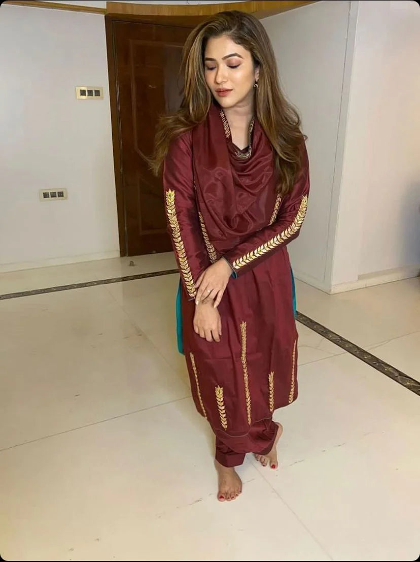 MAROON GOTAPATTI SET